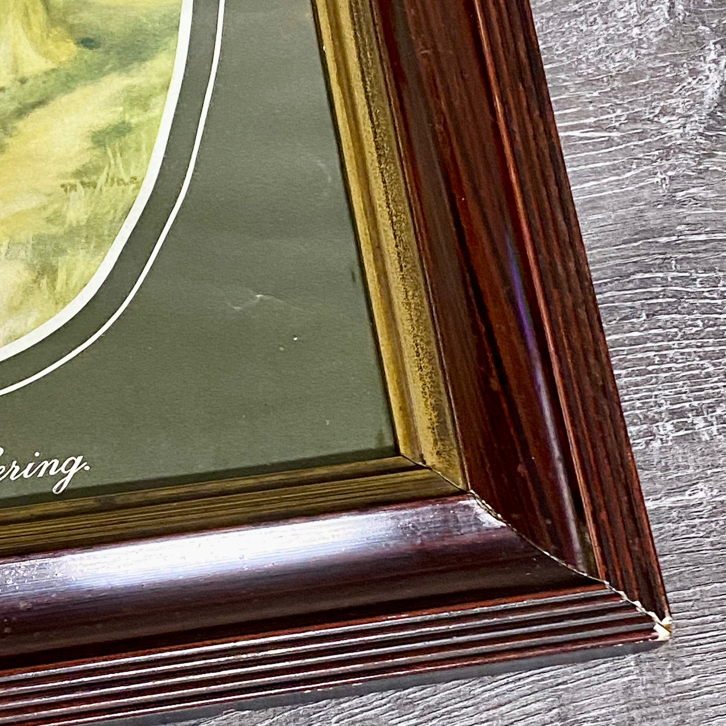 Vintage The Offering Victorian Mother & Child In Garden Scene Art Print Framed