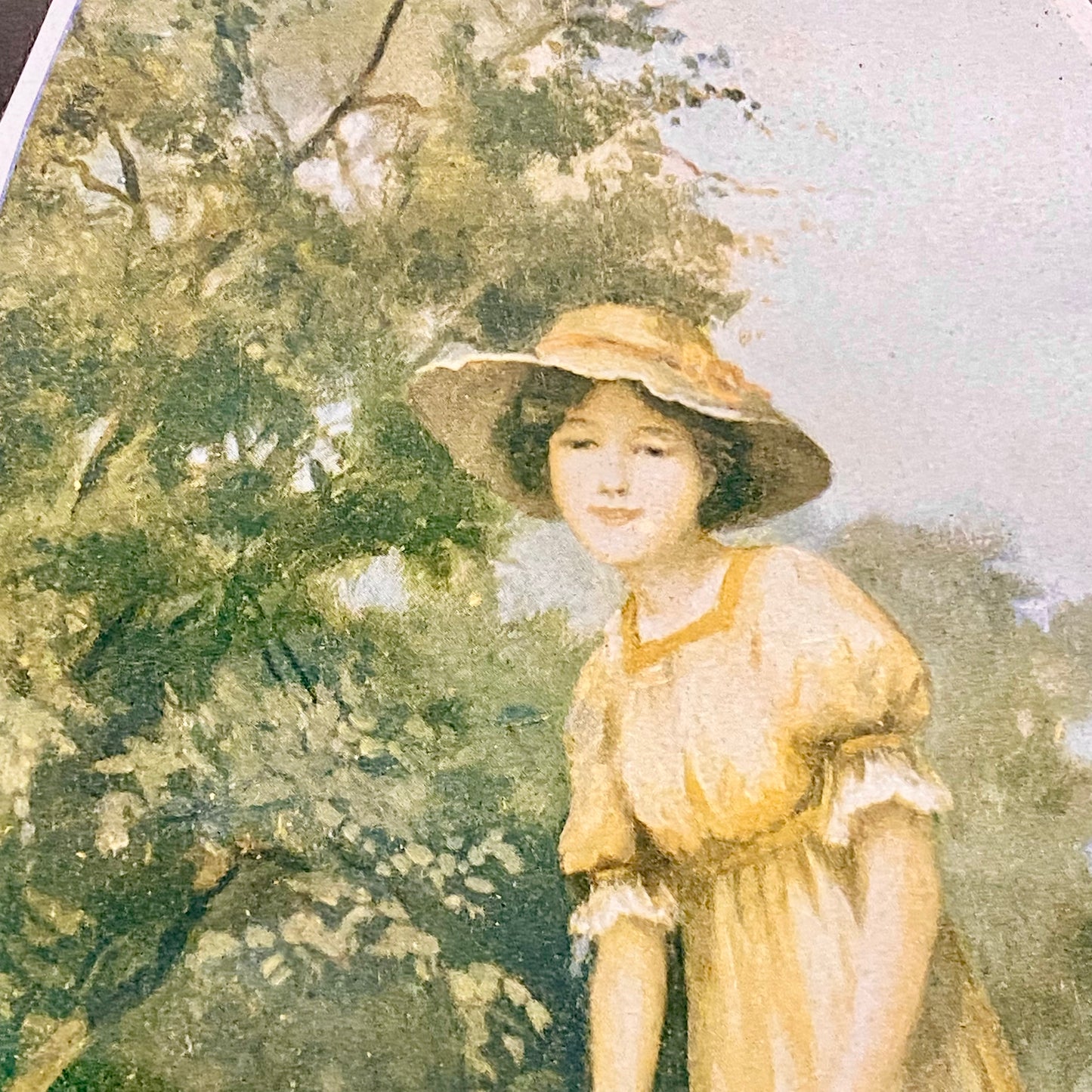 Vintage The Offering Victorian Mother & Child In Garden Scene Art Print Framed