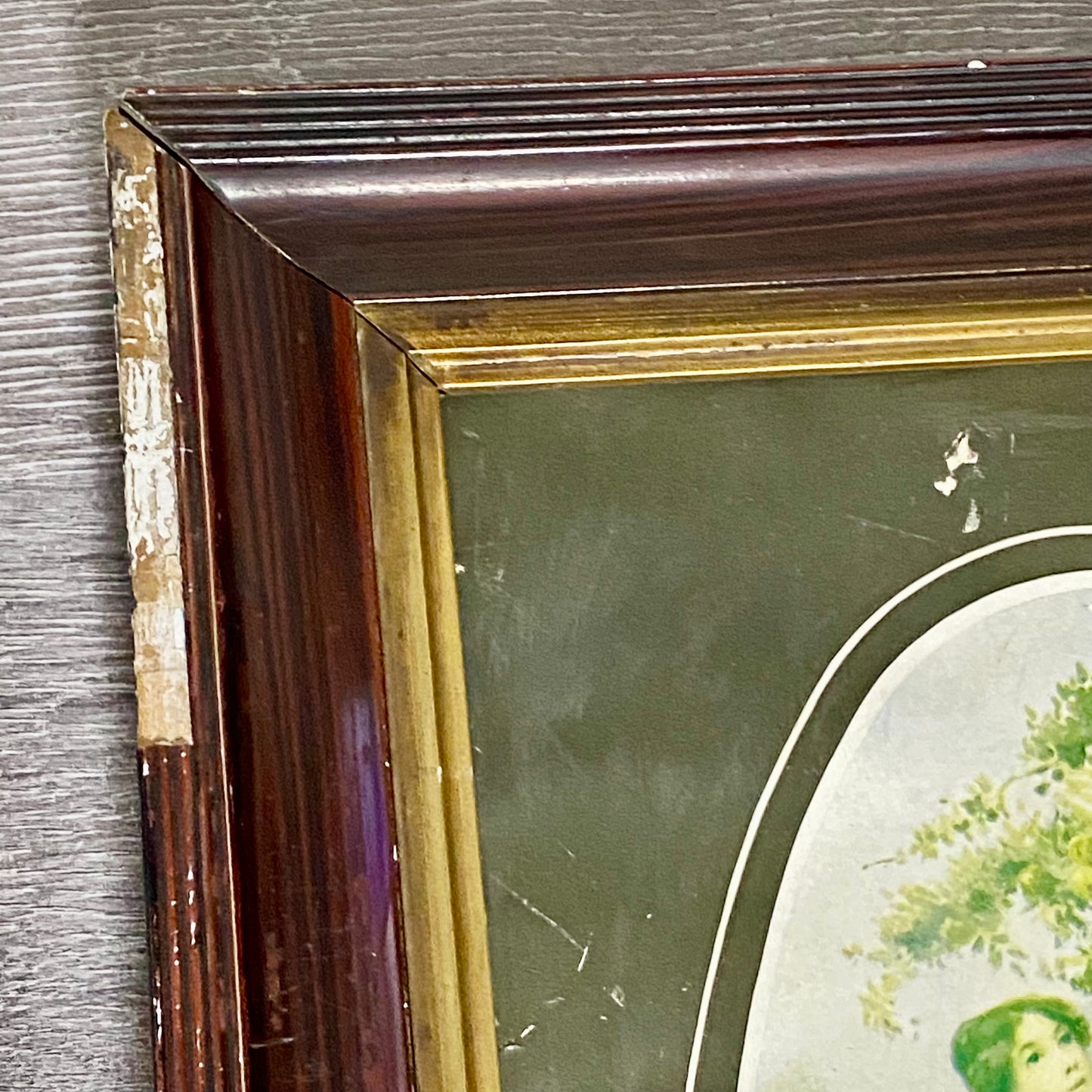 Vintage In The Orchard Victorian Mother & Child In Garden Scene Art Print Framed