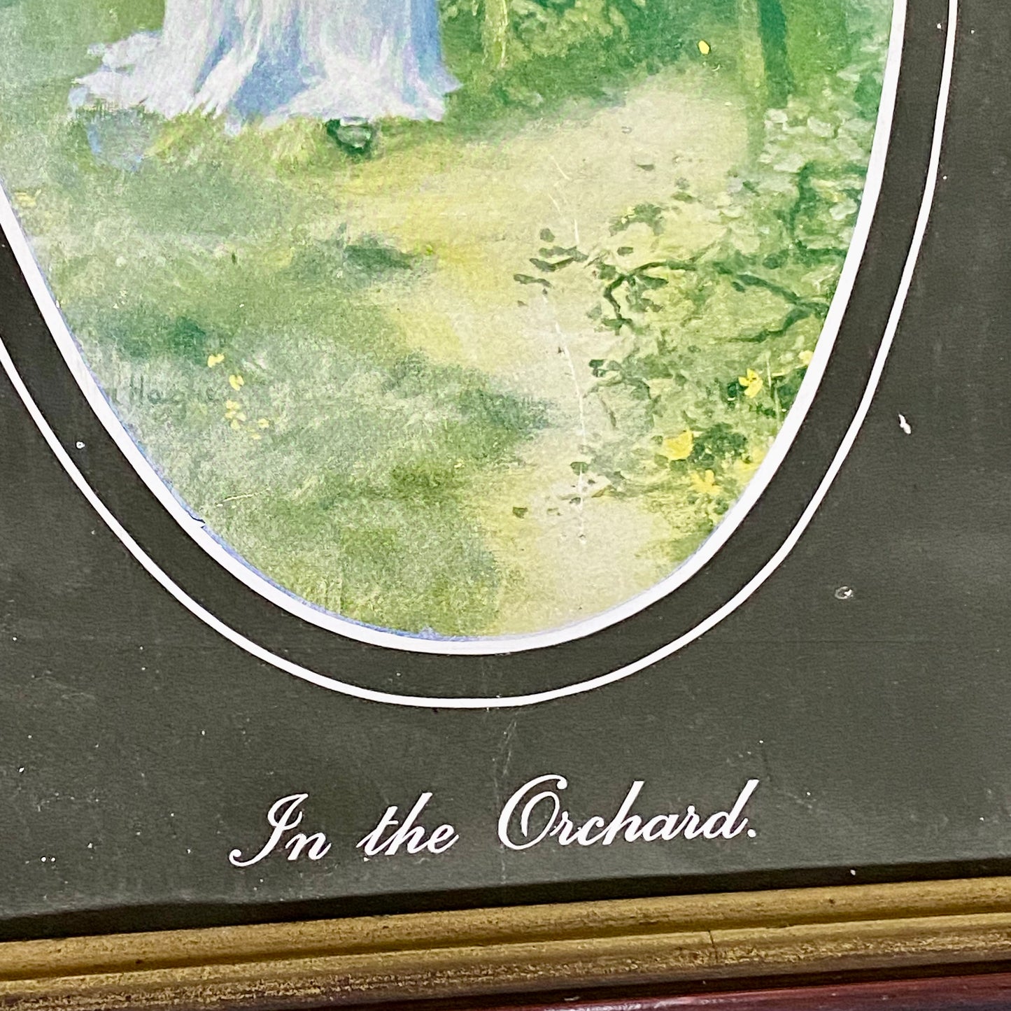 Vintage In The Orchard Victorian Mother & Child In Garden Scene Art Print Framed