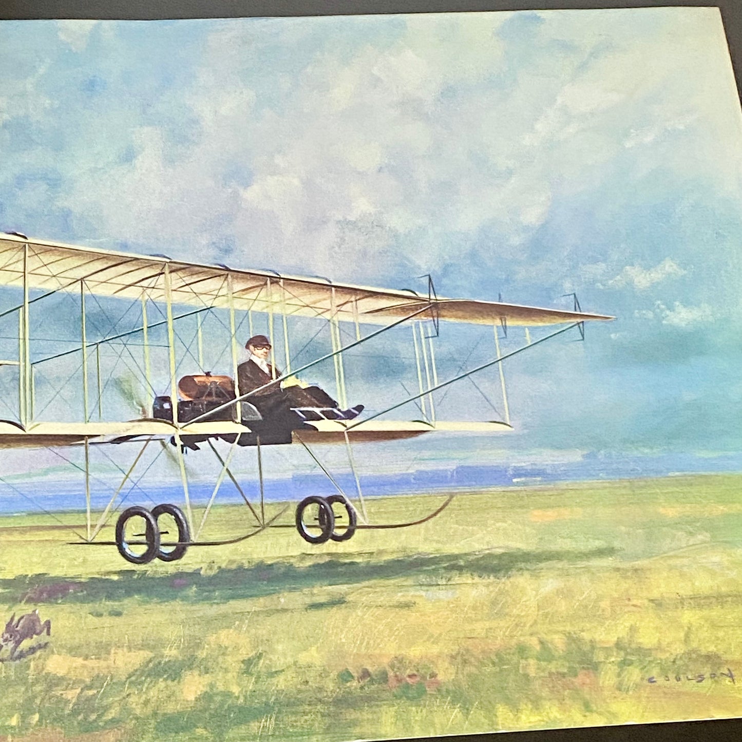 Vintage Wright Brothers Model A Biplane Plate Signed Gerald Coulson Art Print