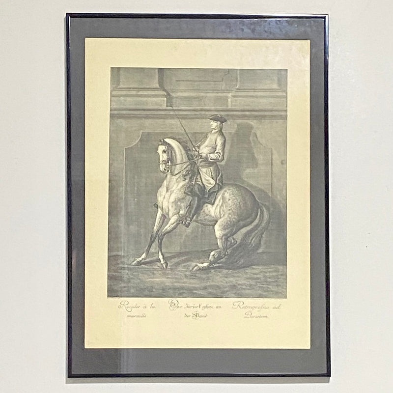 18th Century Reculer à la Muraille Copperplate Engraving Johann Elias Ridinger