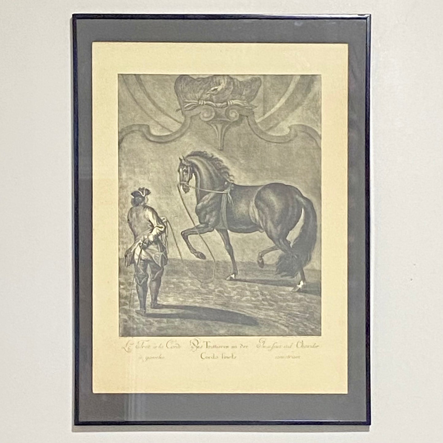 18th Century Le Trot à la Corde à Gauche Copperplate Engraving Johann Ridinger
