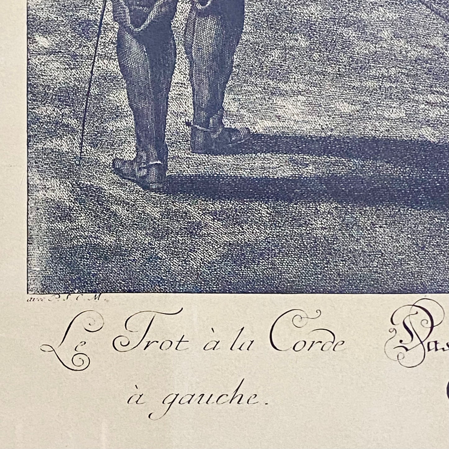 18th Century Le Trot à la Corde à Gauche Copperplate Engraving Johann Ridinger