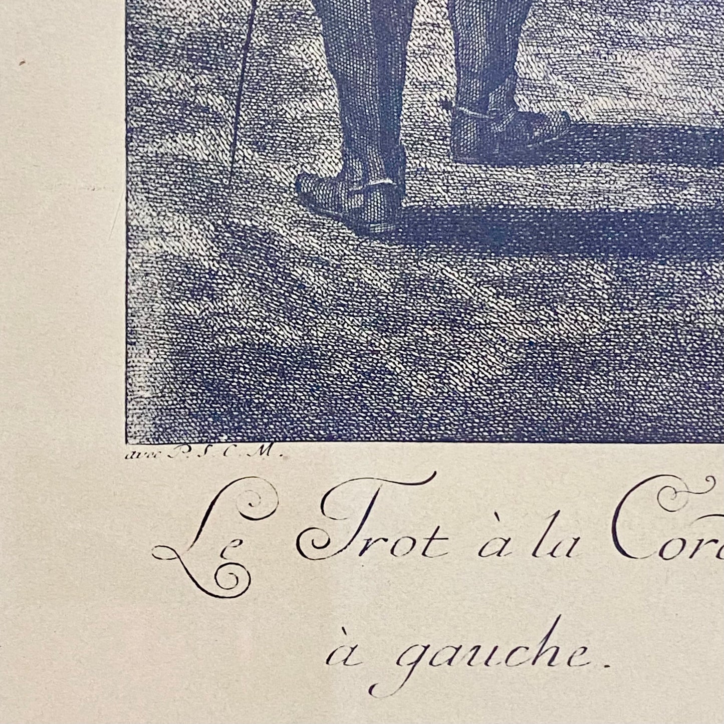 18th Century Le Trot à la Corde à Gauche Copperplate Engraving Johann Ridinger