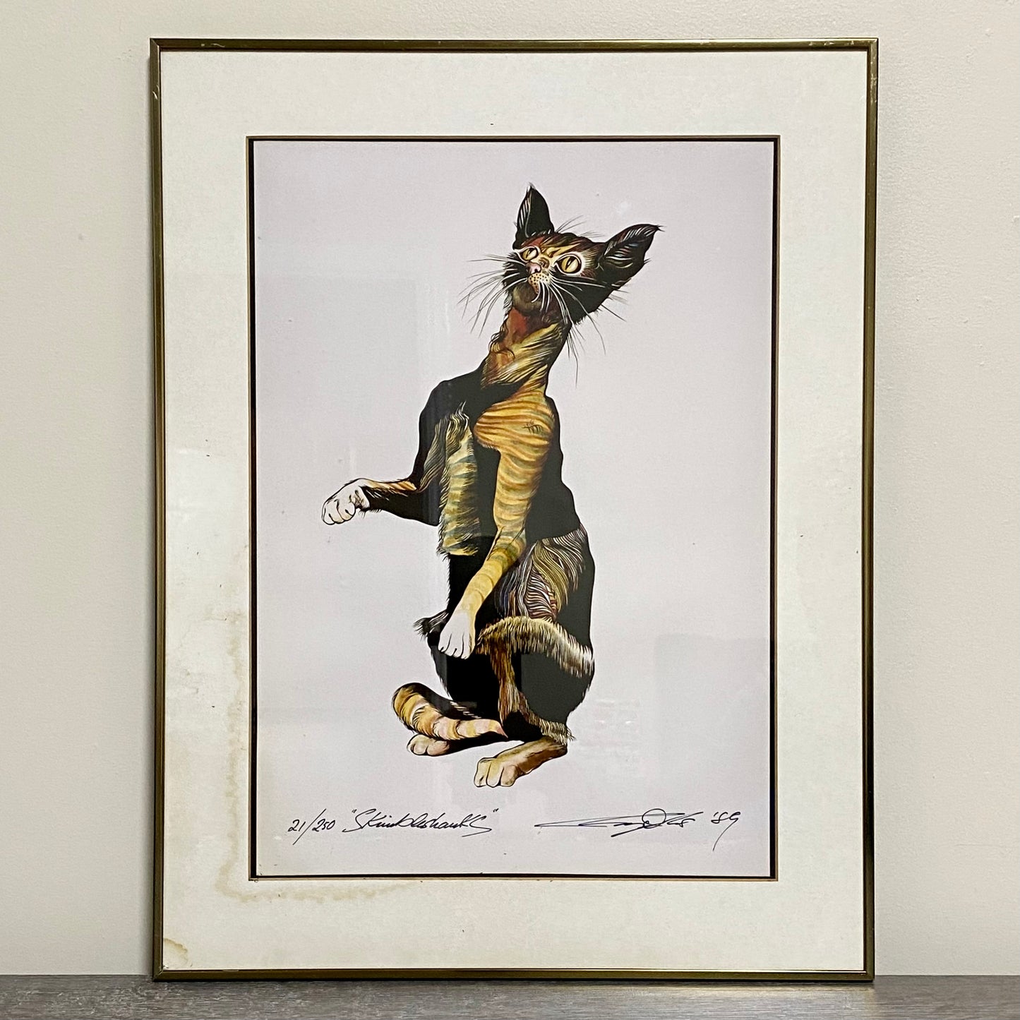 Vintage Skimbleshanks Cat Lithograph Art Signed Mark Margolis Limited 1989 Rare