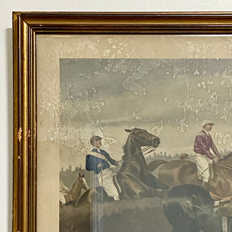 Antique The Water Jump Grand National Equestrian Litho Print 1903 G D Rowlandson