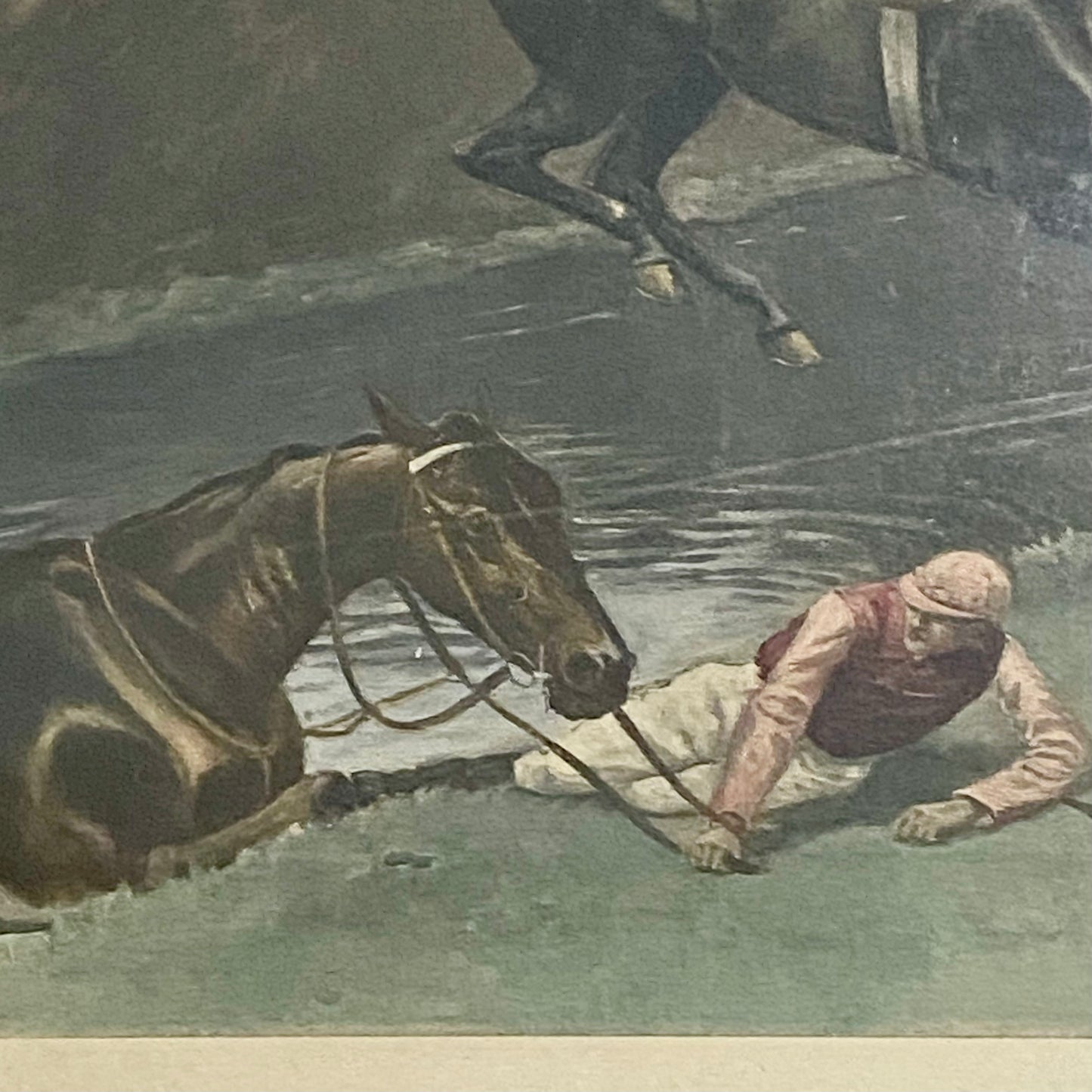 Antique The Water Jump Grand National Equestrian Litho Print 1903 G D Rowlandson