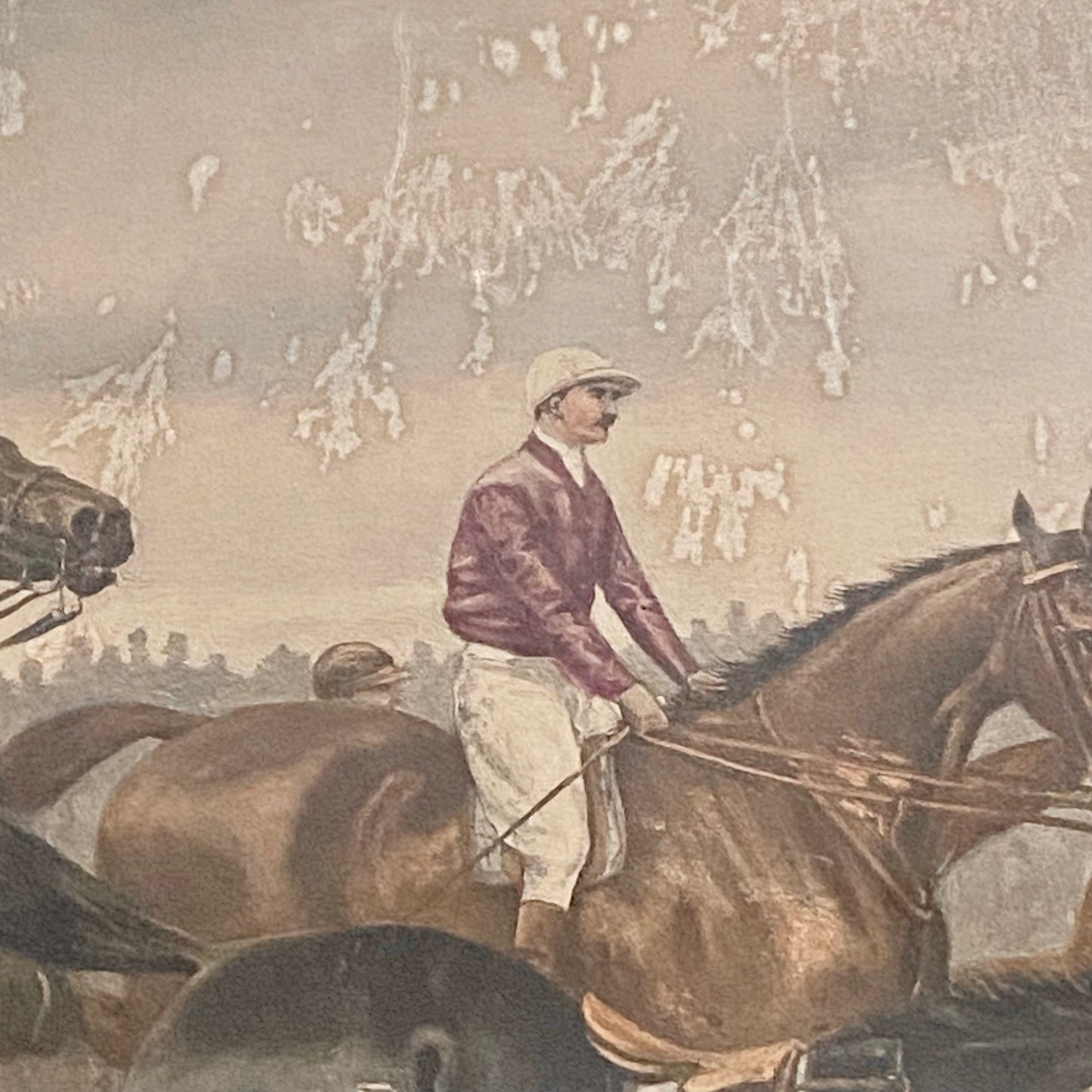 Antique The Water Jump Grand National Equestrian Litho Print 1903 G D Rowlandson