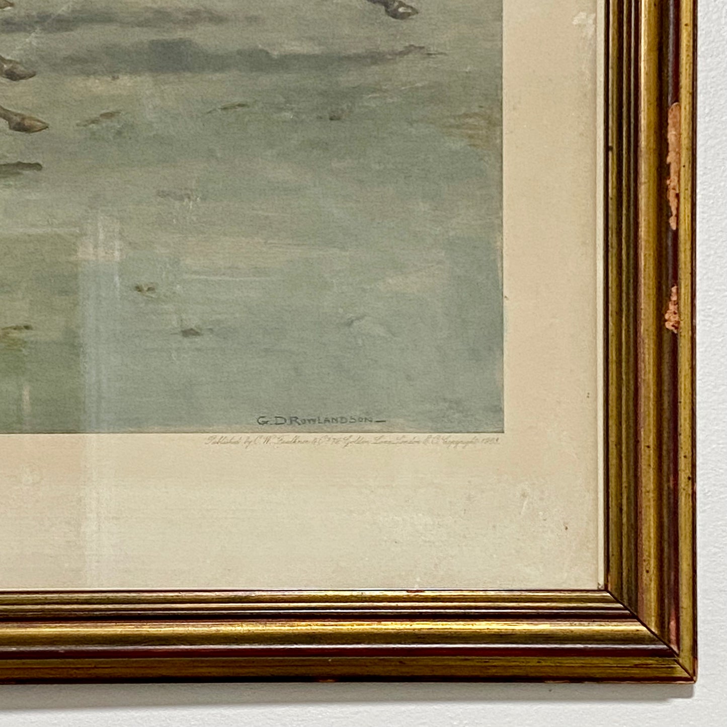 Antique The Water Jump Grand National Equestrian Litho Print 1903 G D Rowlandson