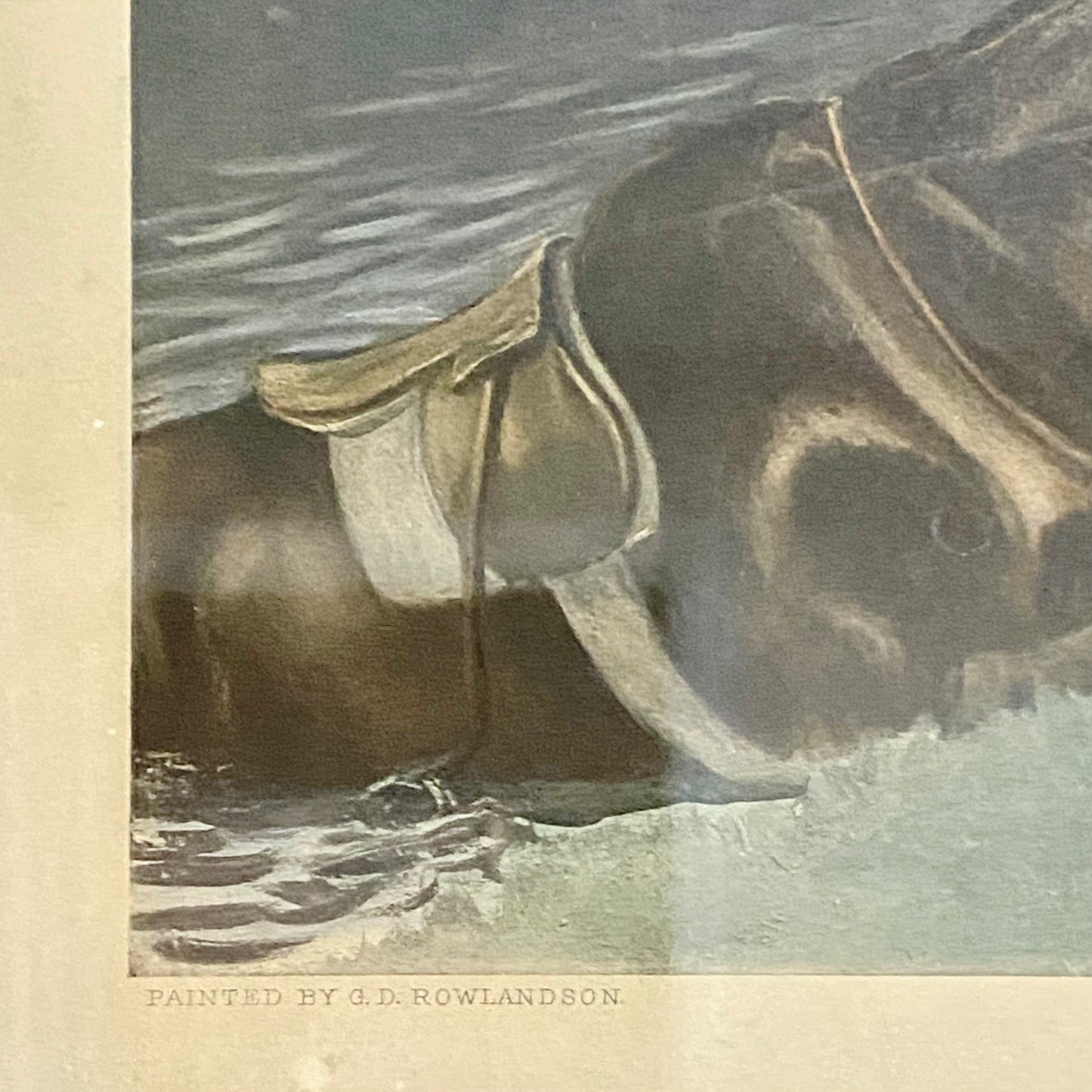 Antique The Water Jump Grand National Equestrian Litho Print 1903 G D Rowlandson