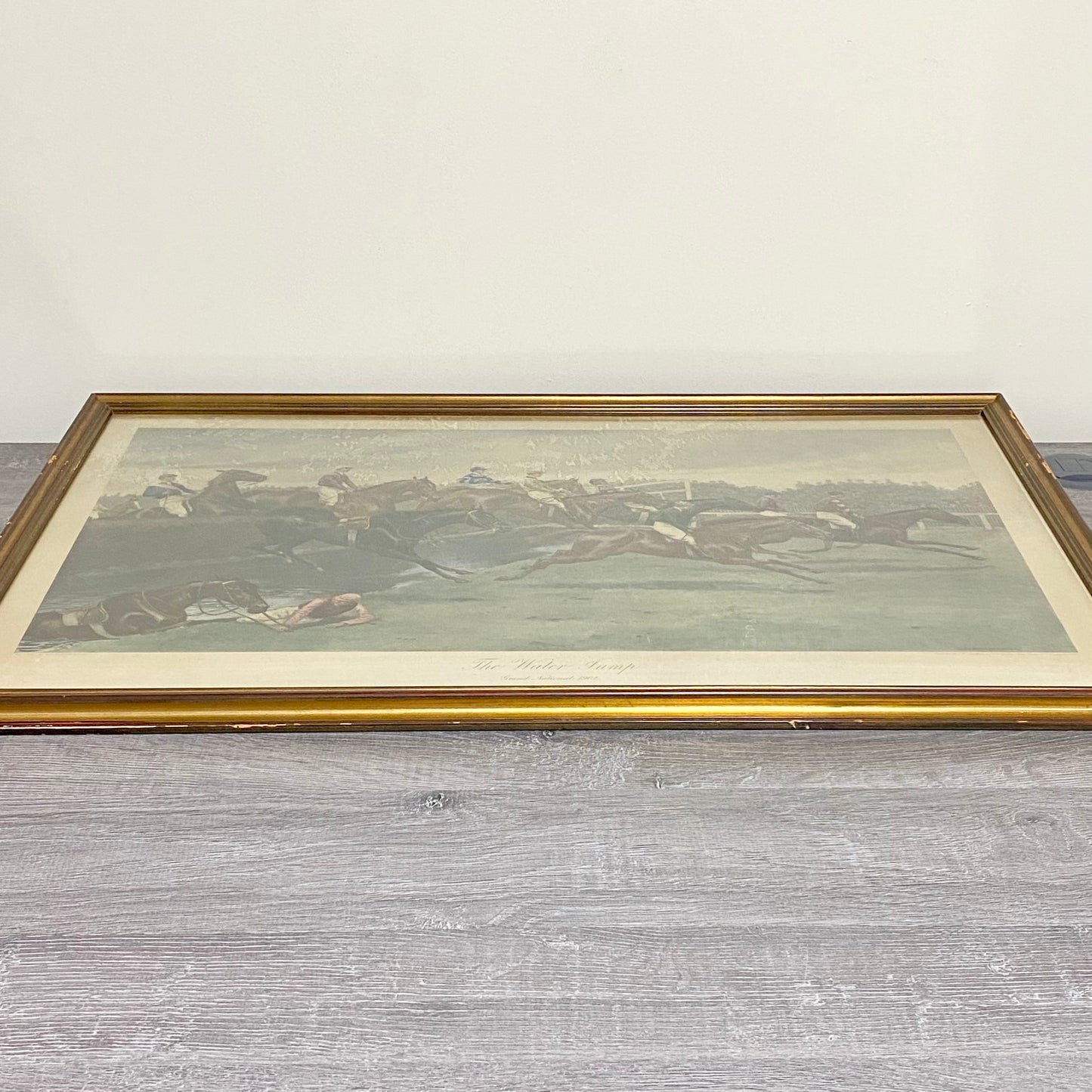 Antique The Water Jump Grand National Equestrian Litho Print 1903 G D Rowlandson