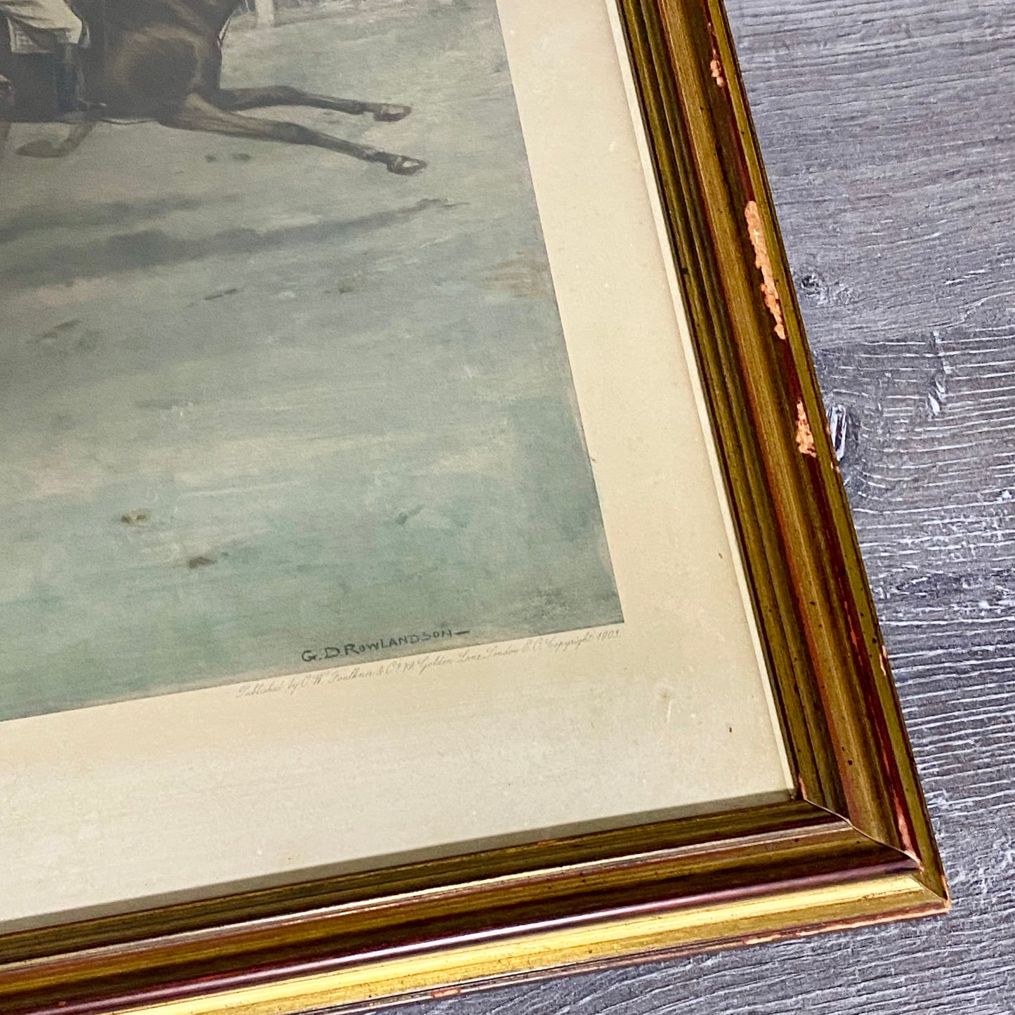 Antique The Water Jump Grand National Equestrian Litho Print 1903 G D Rowlandson