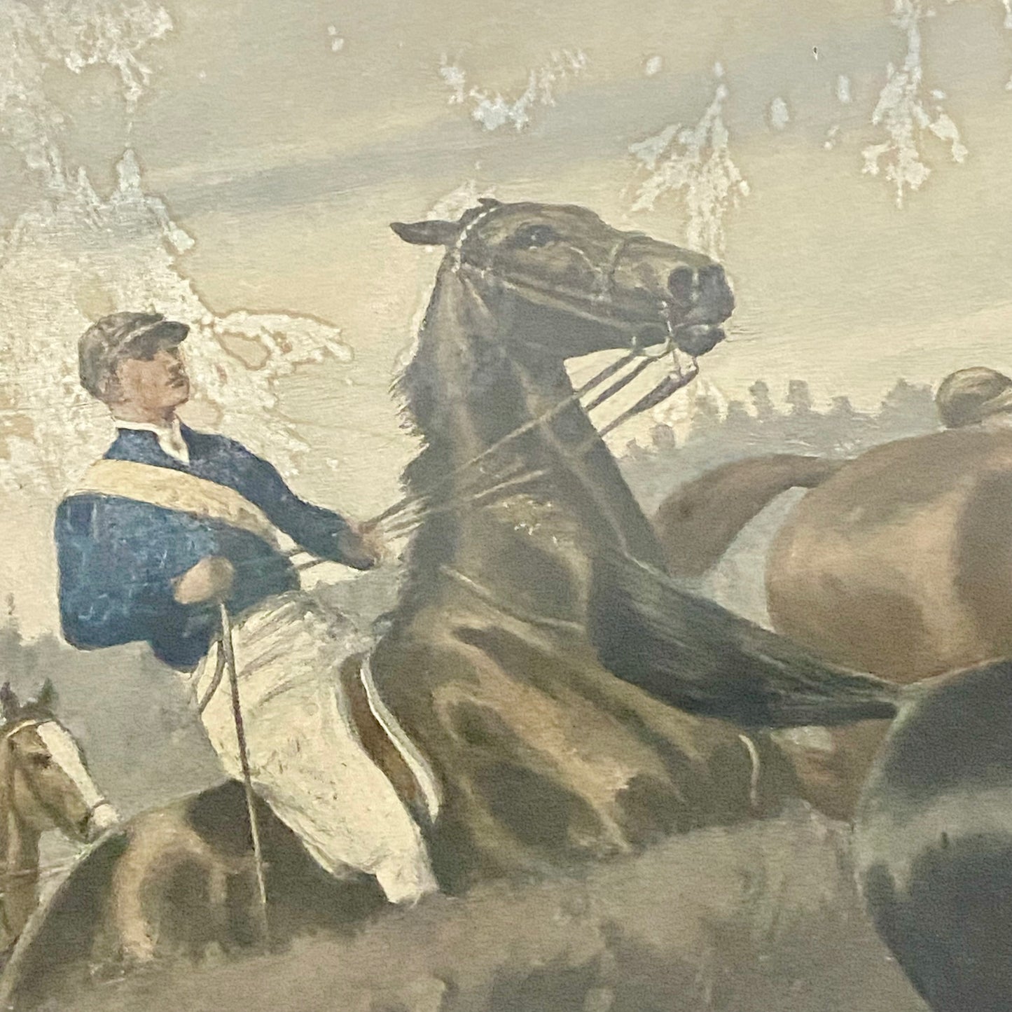 Antique The Water Jump Grand National Equestrian Litho Print 1903 G D Rowlandson