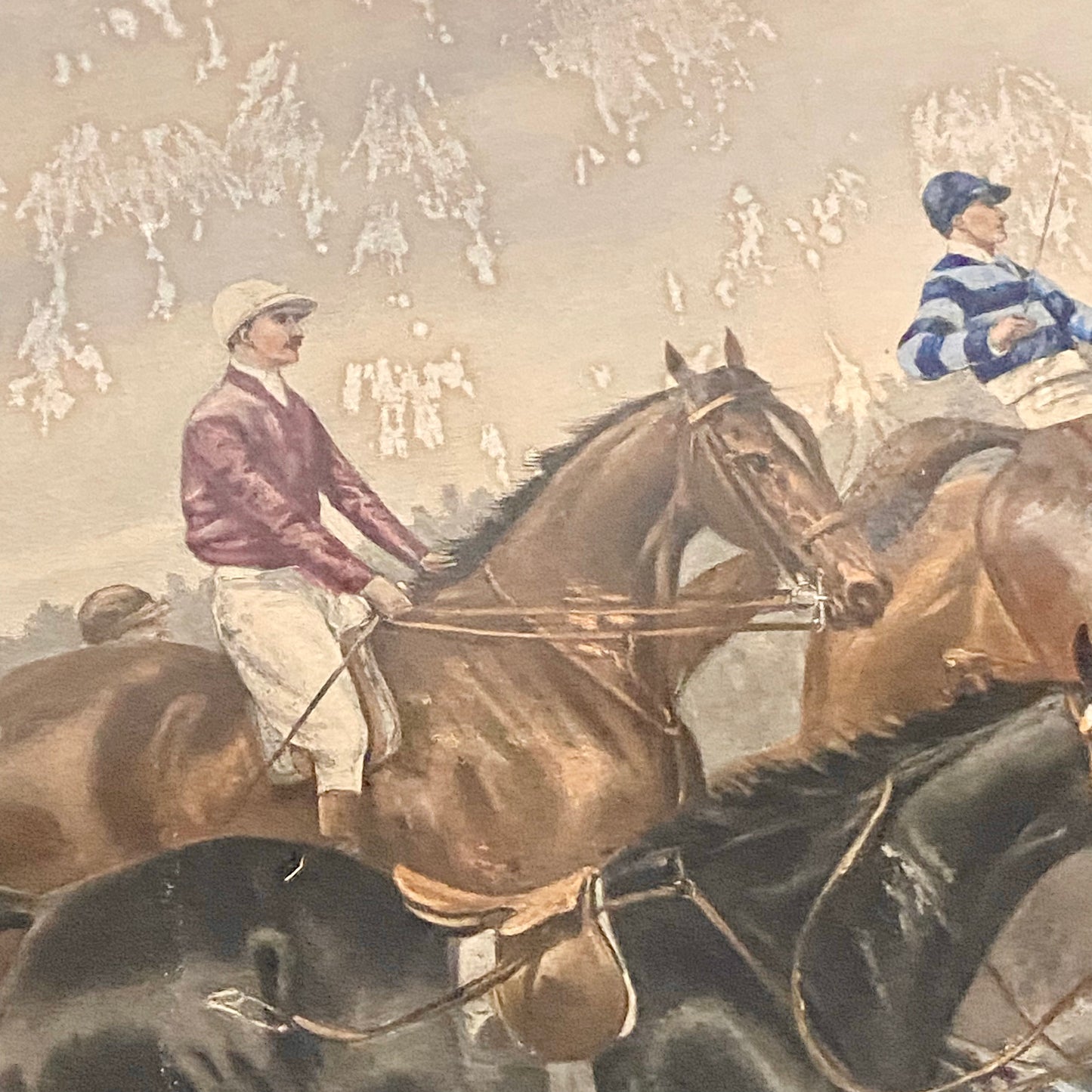 Antique The Water Jump Grand National Equestrian Litho Print 1903 G D Rowlandson