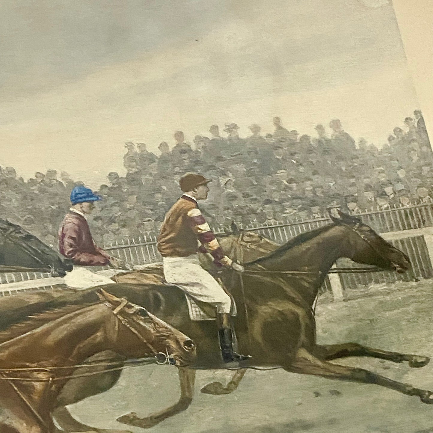 Antique The Water Jump Grand National Equestrian Litho Print 1903 G D Rowlandson