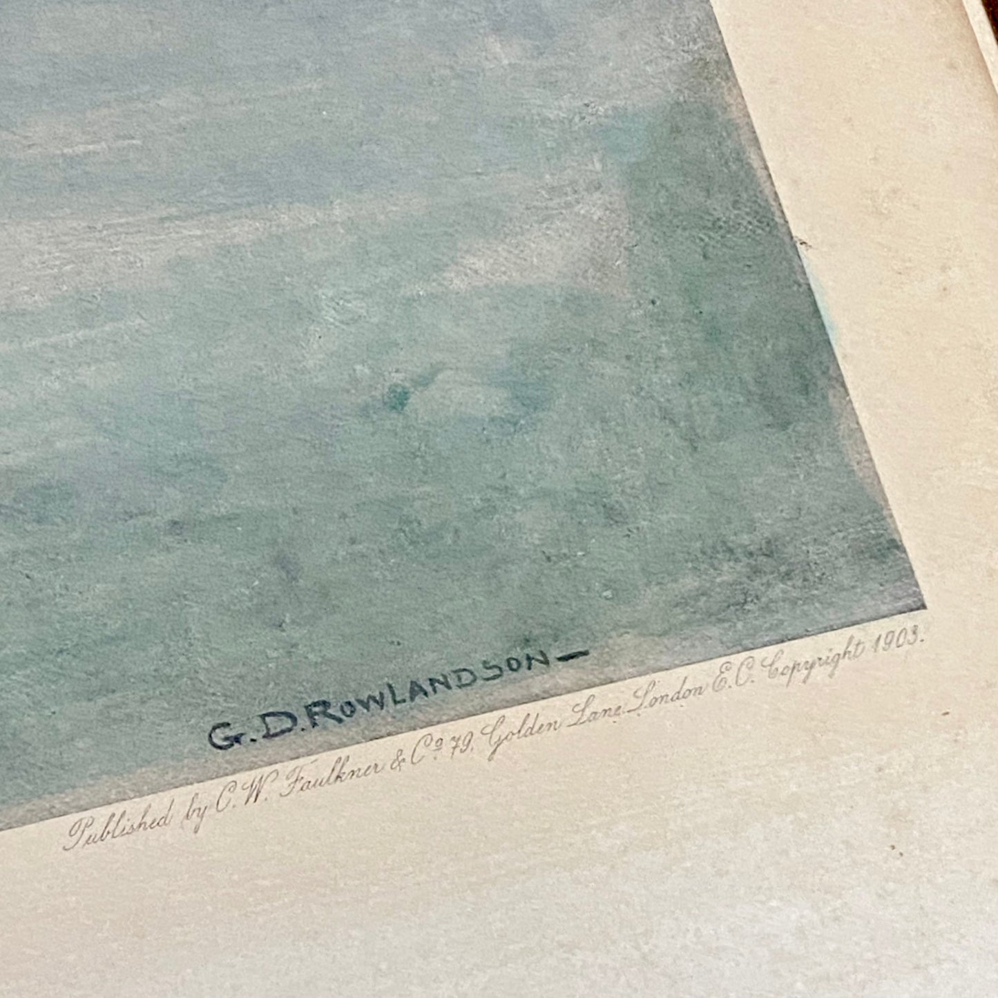 Antique The Water Jump Grand National Equestrian Litho Print 1903 G D Rowlandson