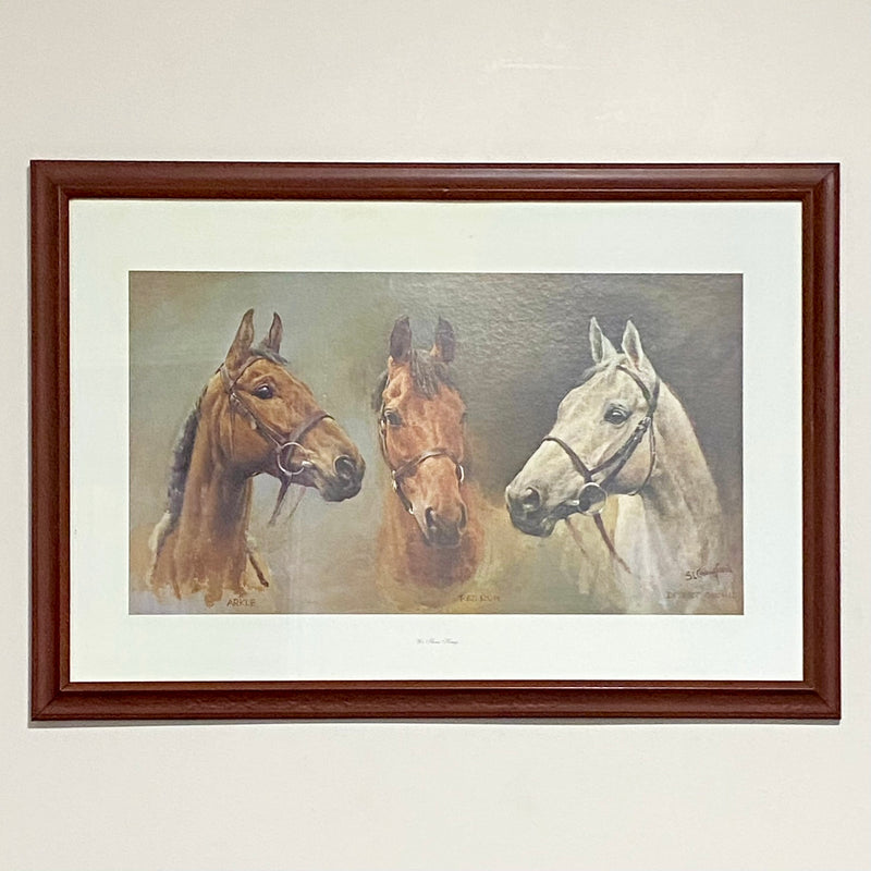 Vintage We Three Kings Horse Arkle Red Rum & Desert Orchid Susan Crawford Framed