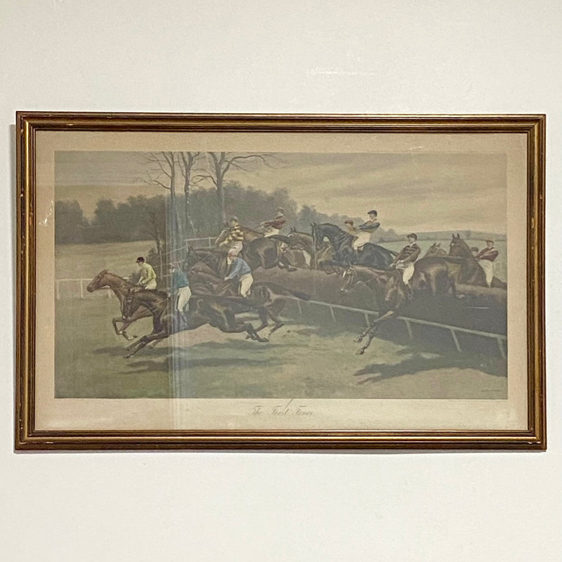 Antique The First Fence Grand National Litho Print 1903 By G D Rowlandson Framed