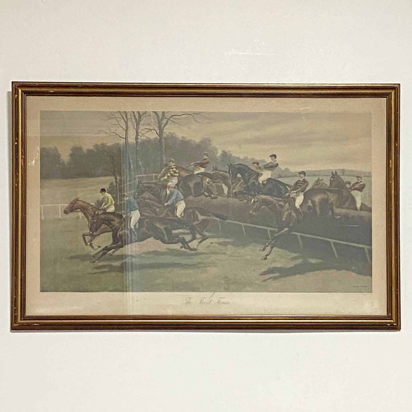 Antique The First Fence Grand National Litho Print 1903 By G D Rowlandson Framed