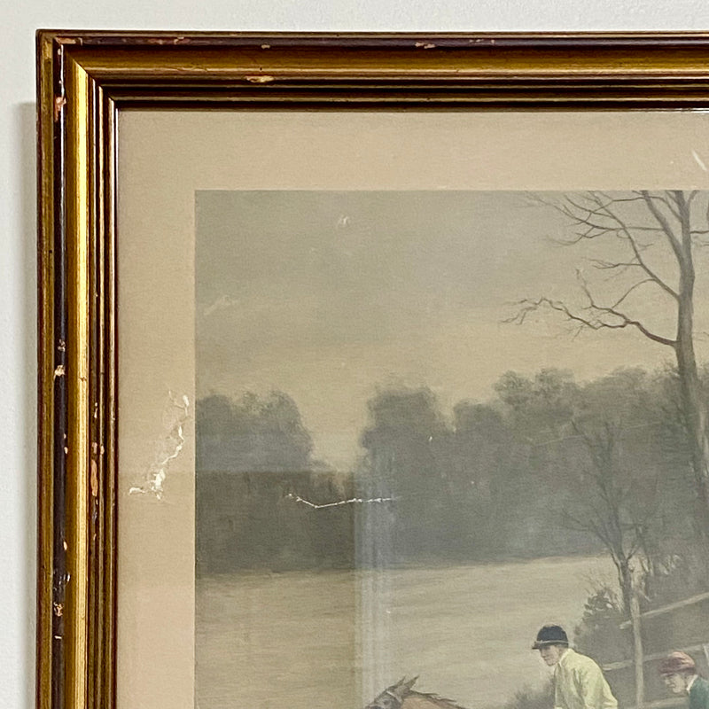 Antique The First Fence Grand National Litho Print 1903 By G D Rowlandson Framed