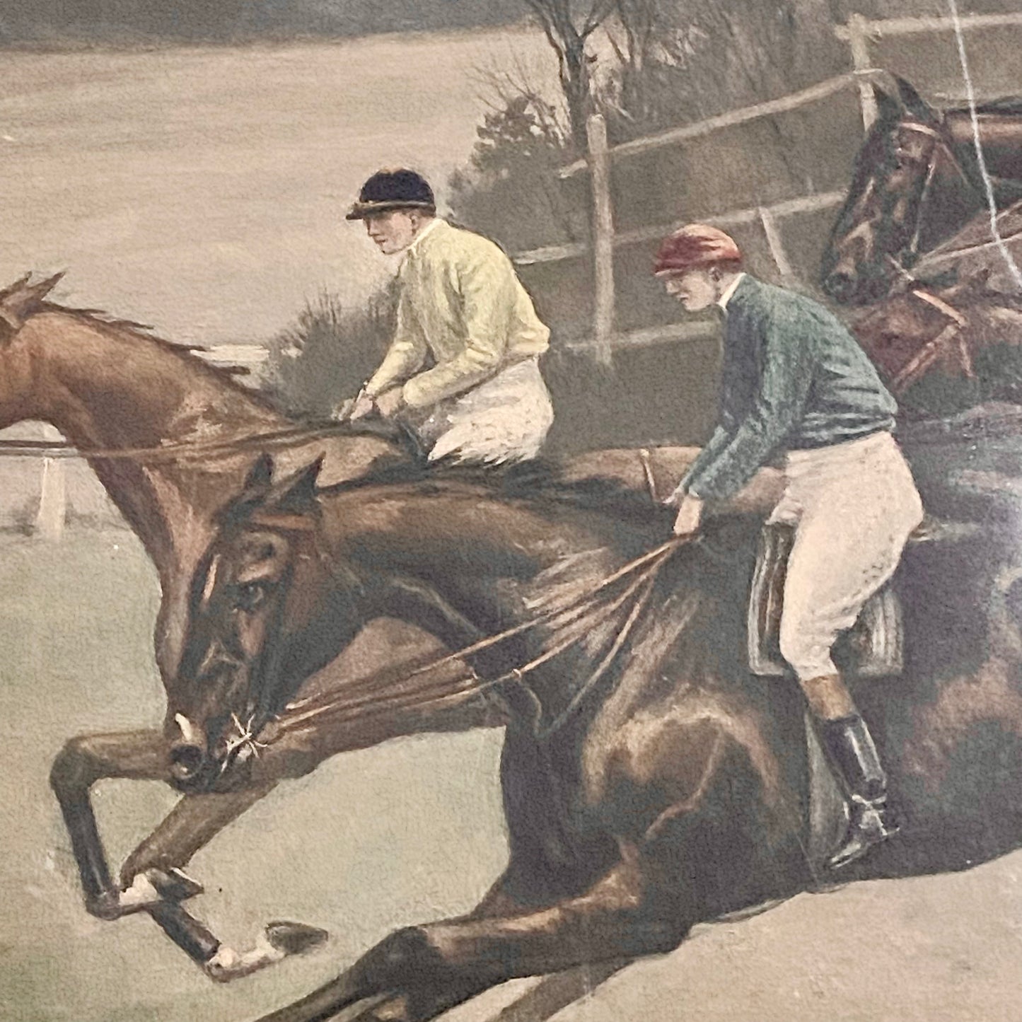 Antique The First Fence Grand National Litho Print 1903 By G D Rowlandson Framed