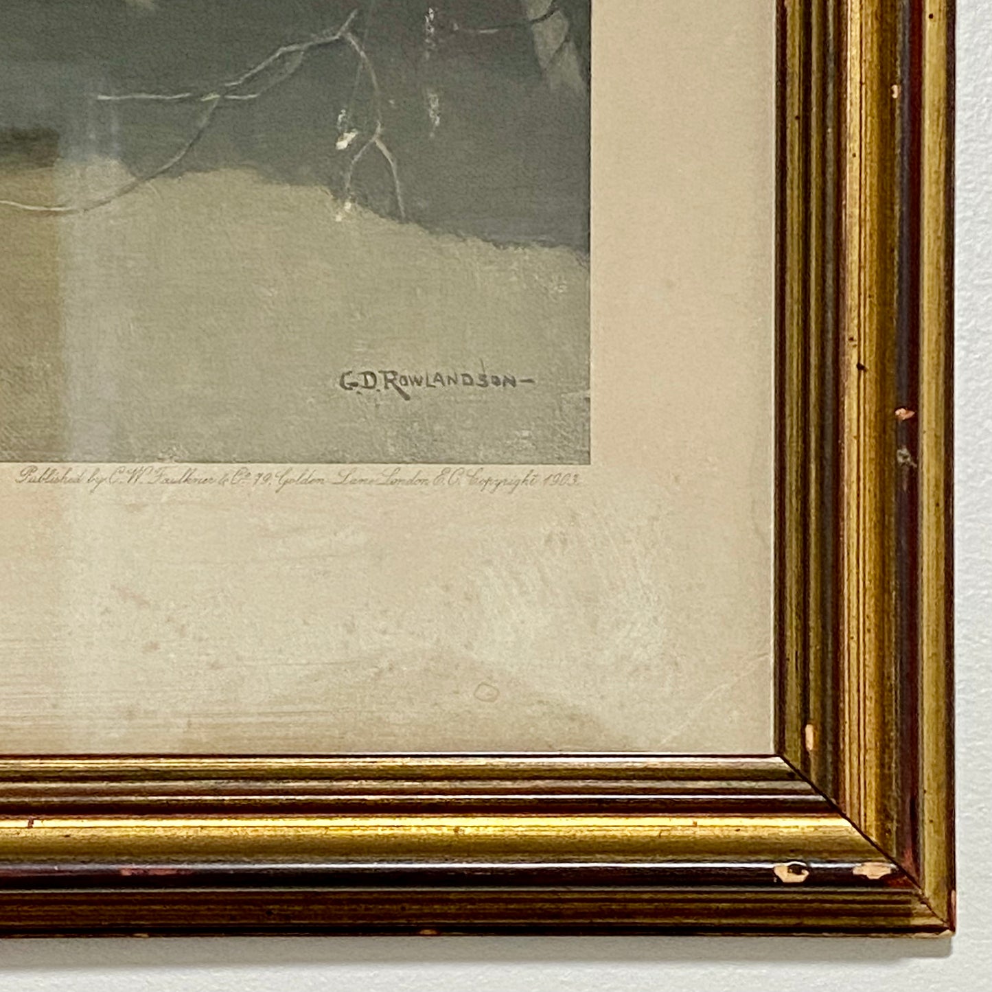 Antique The First Fence Grand National Litho Print 1903 By G D Rowlandson Framed