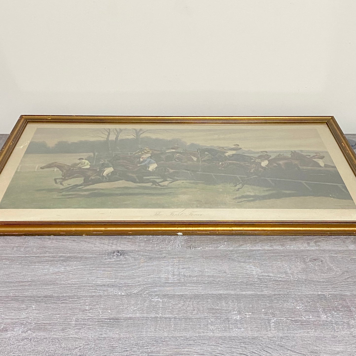 Antique The First Fence Grand National Litho Print 1903 By G D Rowlandson Framed