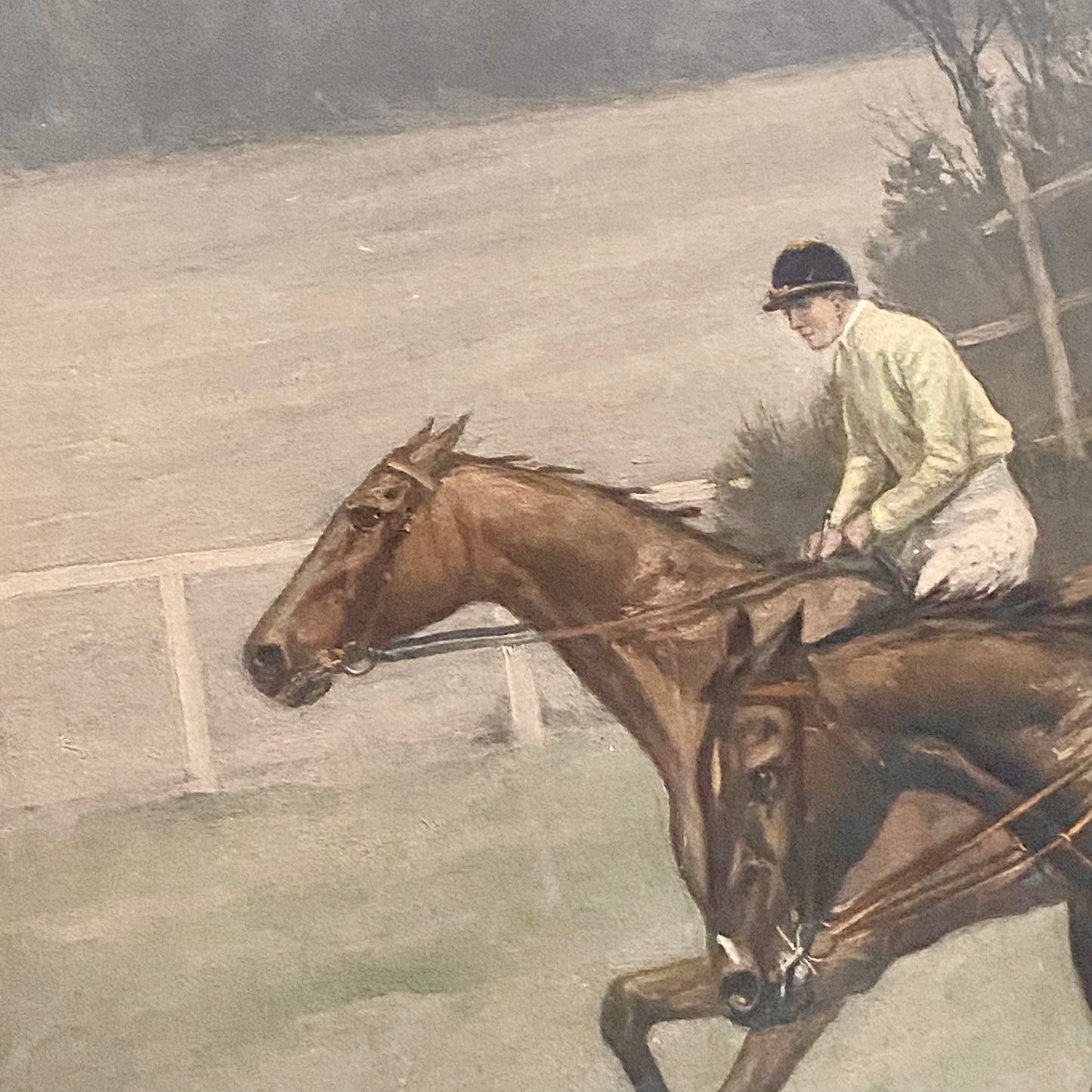 Antique The First Fence Grand National Litho Print 1903 By G D Rowlandson Framed