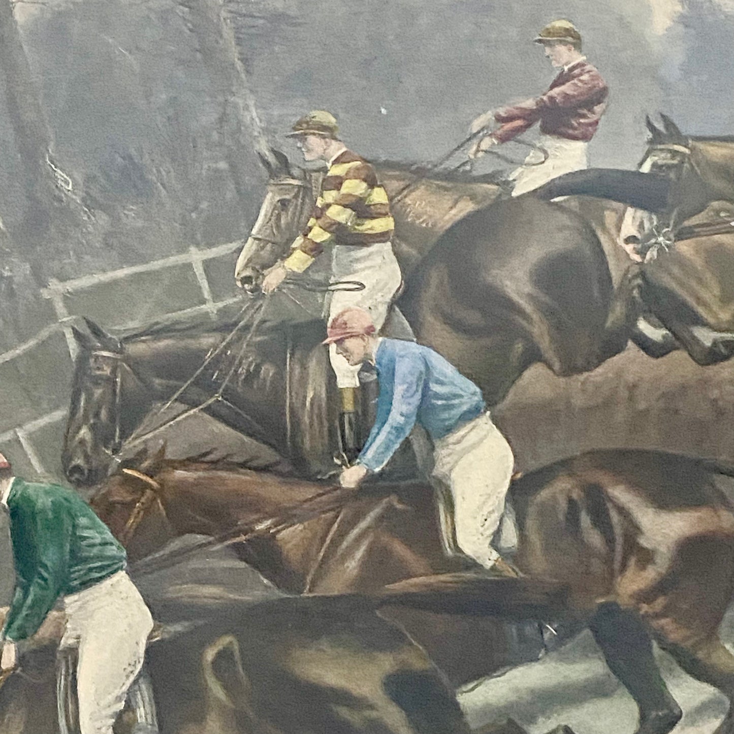 Antique The First Fence Grand National Litho Print 1903 By G D Rowlandson Framed