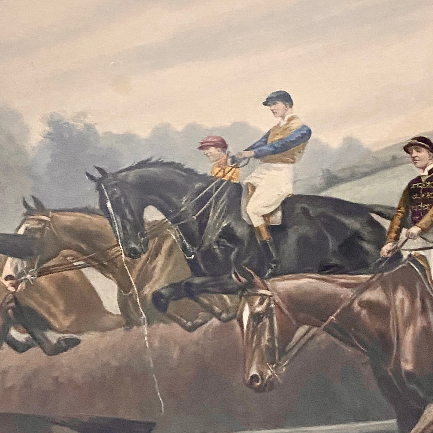 Antique The First Fence Grand National Litho Print 1903 By G D Rowlandson Framed