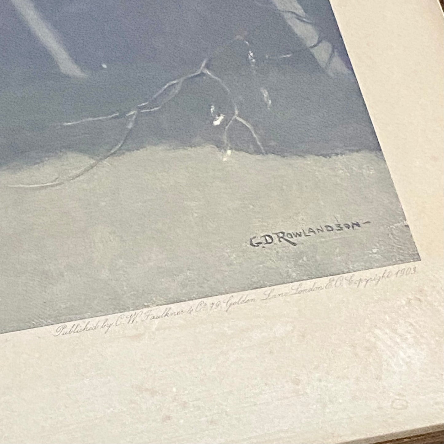 Antique The First Fence Grand National Litho Print 1903 By G D Rowlandson Framed