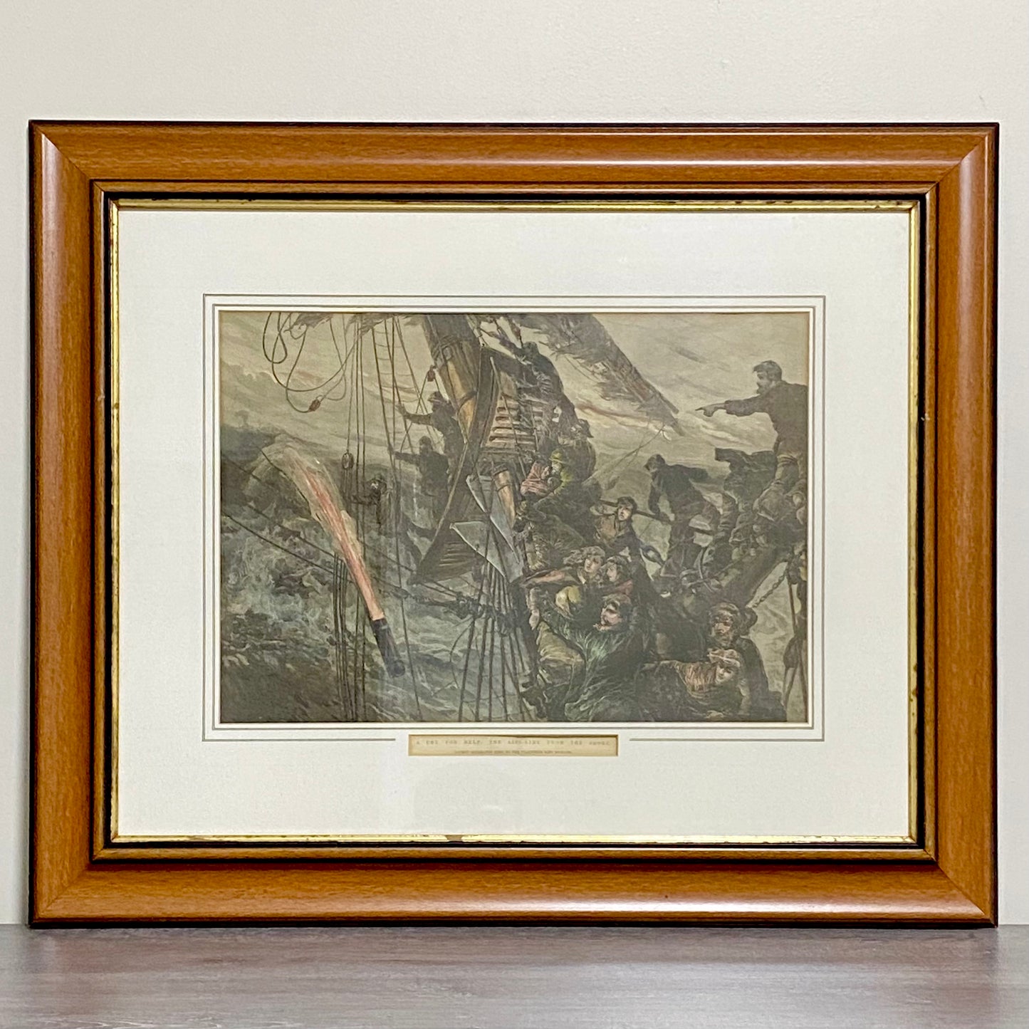 A Cry For Help The Life-Line From The Shore Engraving Illustration London 1887