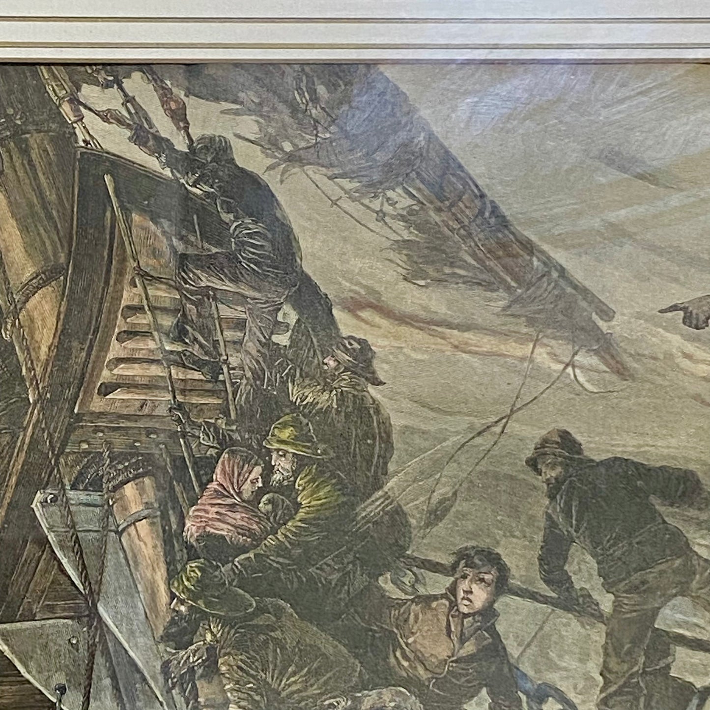 A Cry For Help The Life-Line From The Shore Engraving Illustration London 1887