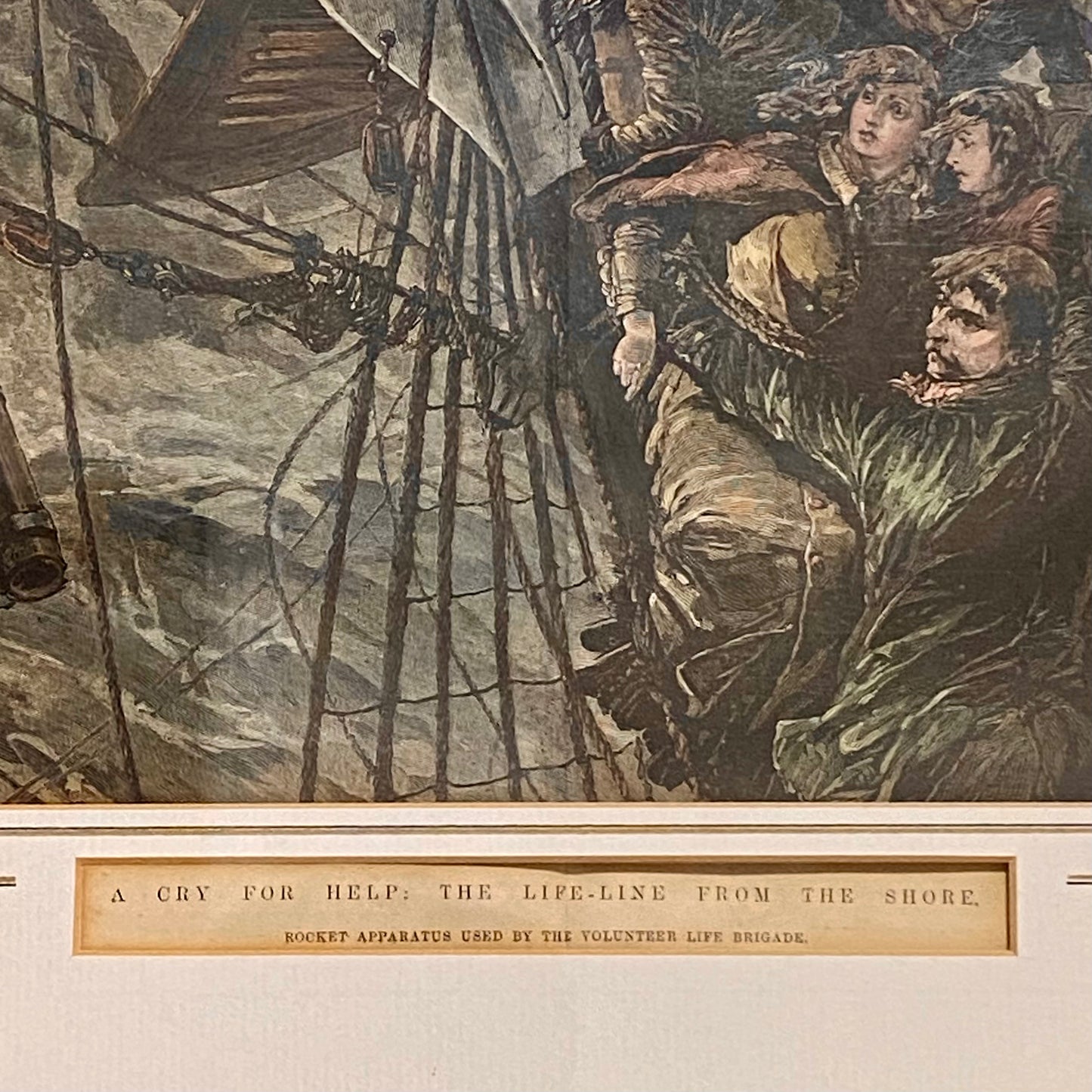 A Cry For Help The Life-Line From The Shore Engraving Illustration London 1887