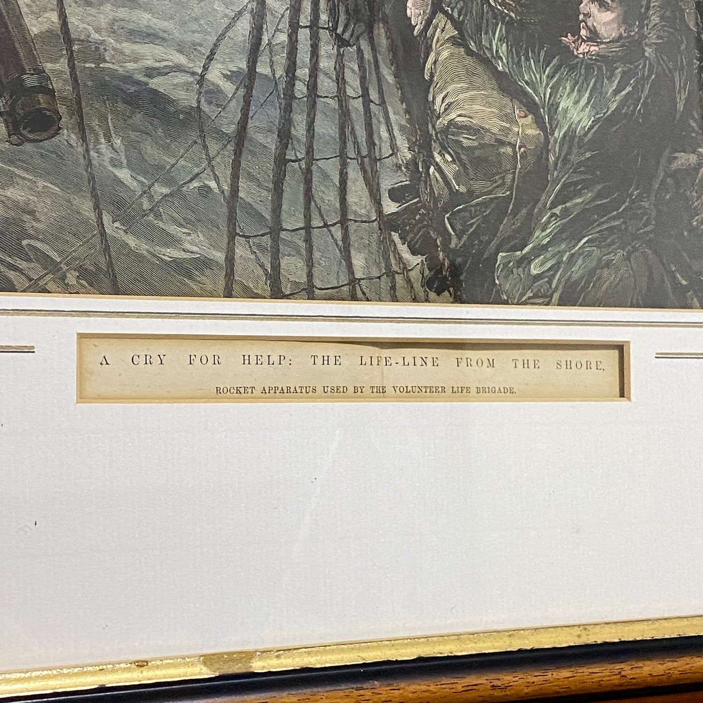 A Cry For Help The Life-Line From The Shore Engraving Illustration London 1887