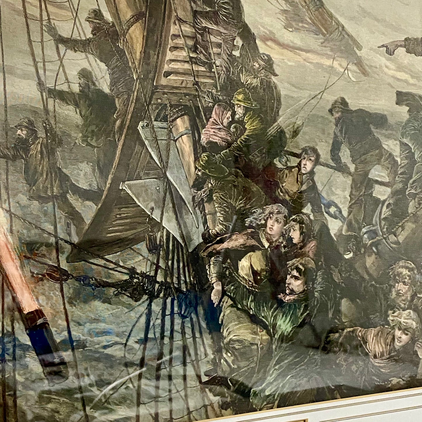 A Cry For Help The Life-Line From The Shore Engraving Illustration London 1887