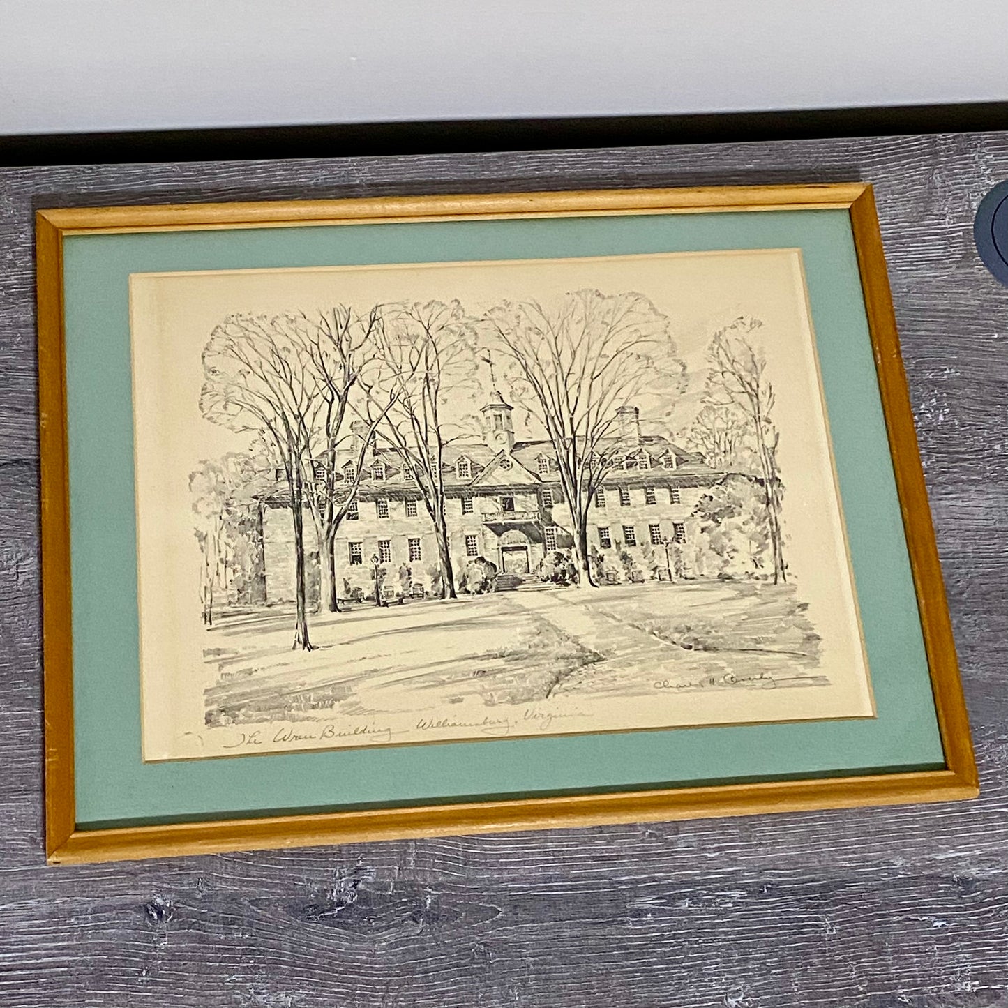 Vintage Wren Building Williamsburg Virginia Pencil Sketch Print Charles H Overly