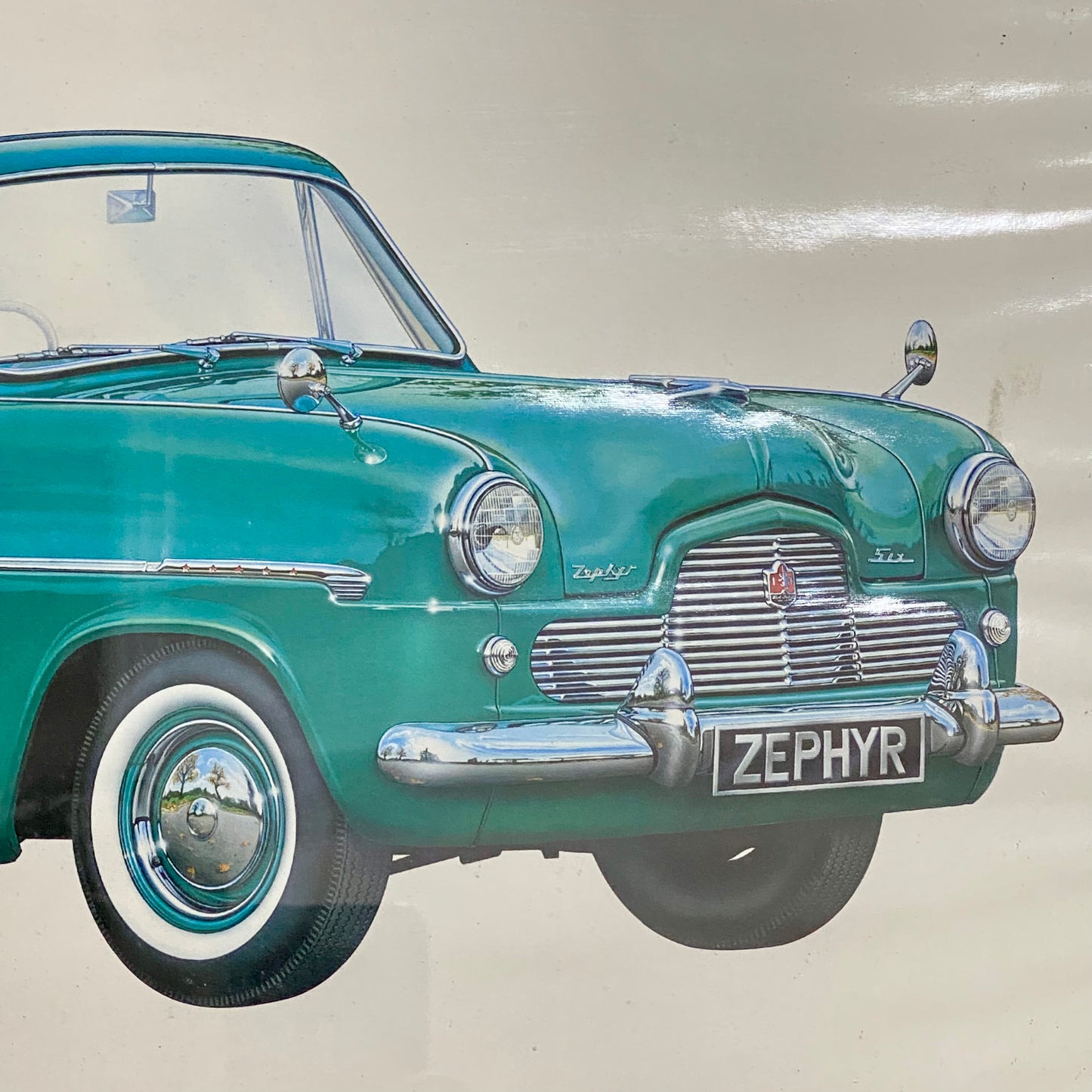 Vintage 1955 Ford Zephyr Convertible Car Vehicle Motor Art Print Framed Signed