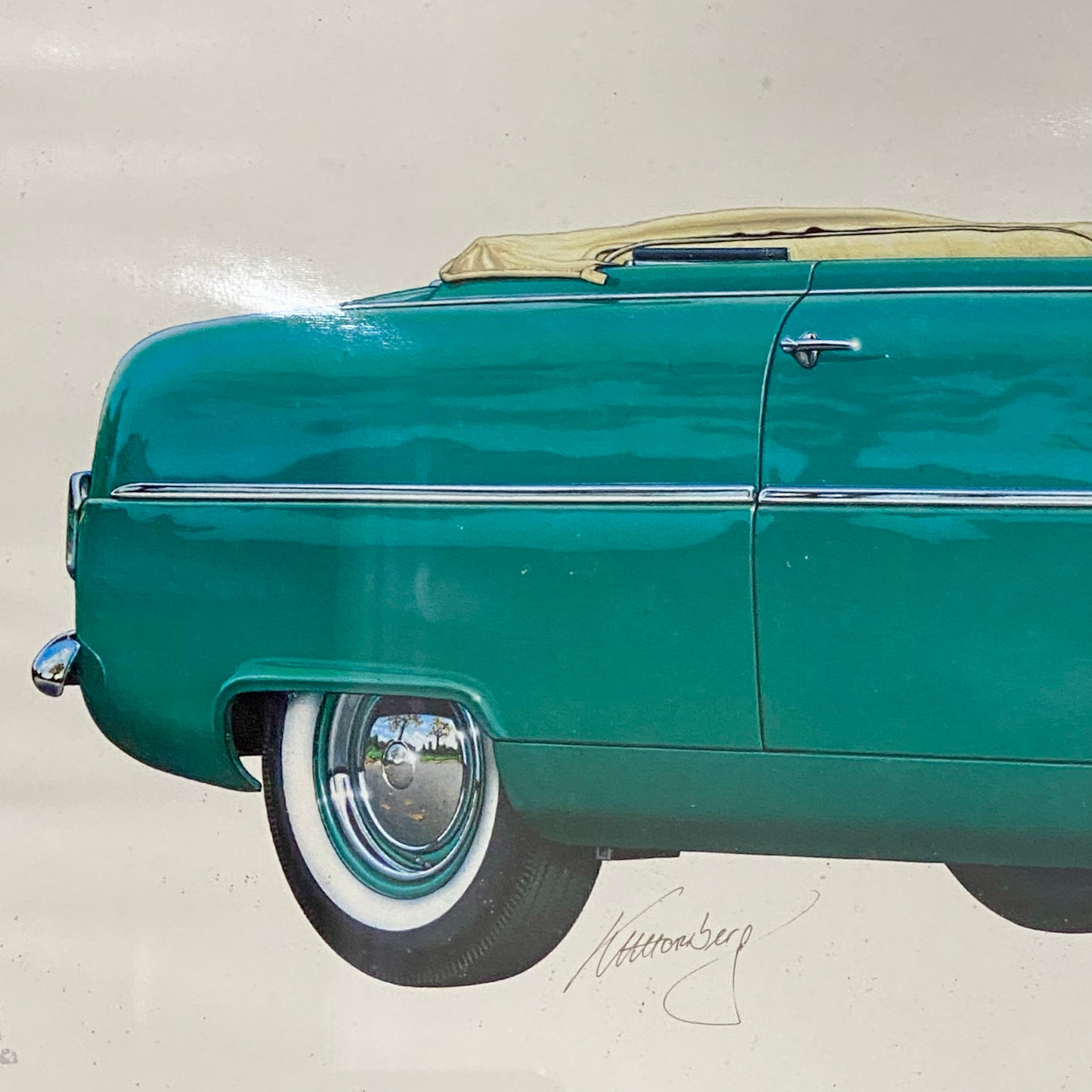 Vintage 1955 Ford Zephyr Convertible Car Vehicle Motor Art Print Framed Signed