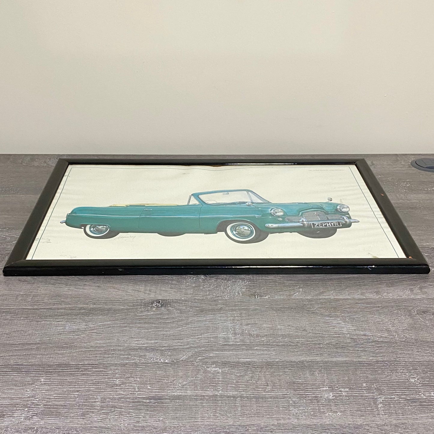 Vintage 1955 Ford Zephyr Convertible Car Vehicle Motor Art Print Framed Signed