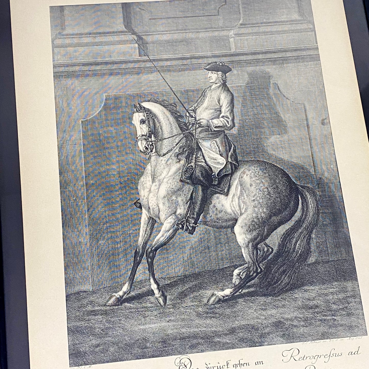 18th Century Reculer à la Muraille Copperplate Engraving Johann Elias Ridinger