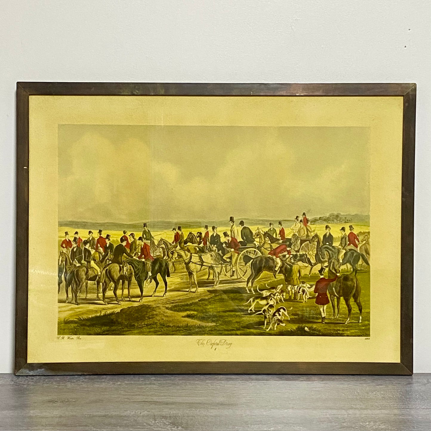 Antique The Oxford Drag No. 1 Etching By C. R. Winter 1848 Art Heavy Framed Rare