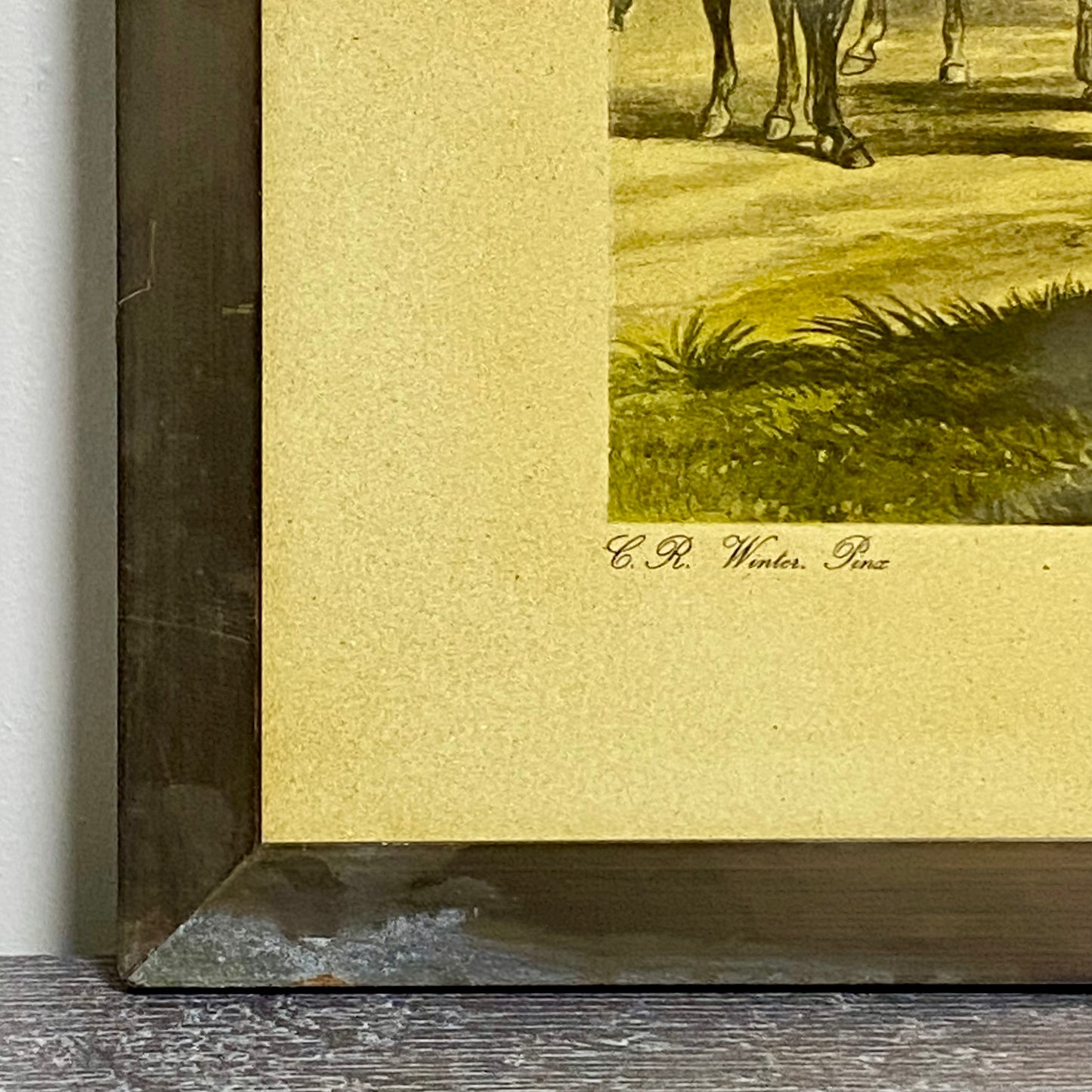 Antique The Oxford Drag No. 1 Etching By C. R. Winter 1848 Art Heavy Framed Rare