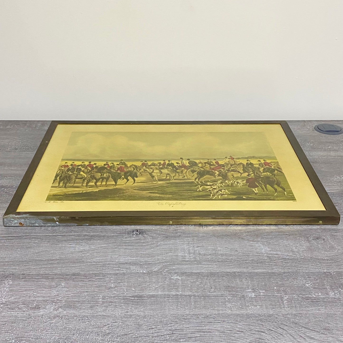 Antique The Oxford Drag No. 1 Etching By C. R. Winter 1848 Art Heavy Framed Rare