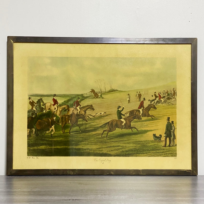 Antique The Oxford Drag No. 2 Etching By C. R. Winter 1848 Art Heavy Framed Rare