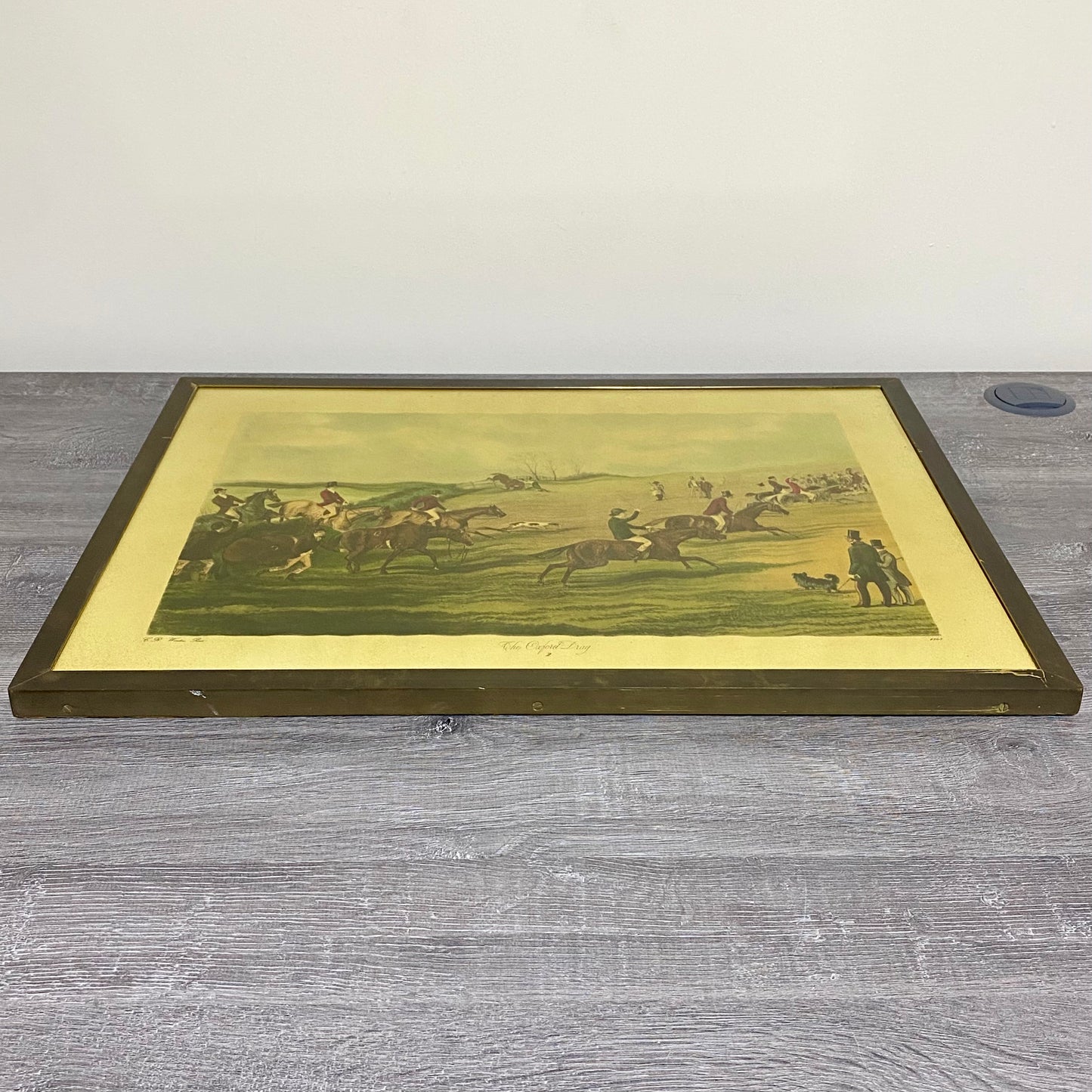 Antique The Oxford Drag No. 2 Etching By C. R. Winter 1848 Art Heavy Framed Rare