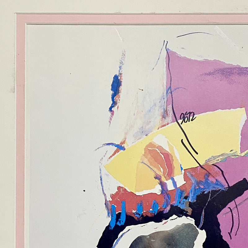 Vintage Mixed Media Art Print Titled Corazón Plate Signed Margo Von Phul Framed