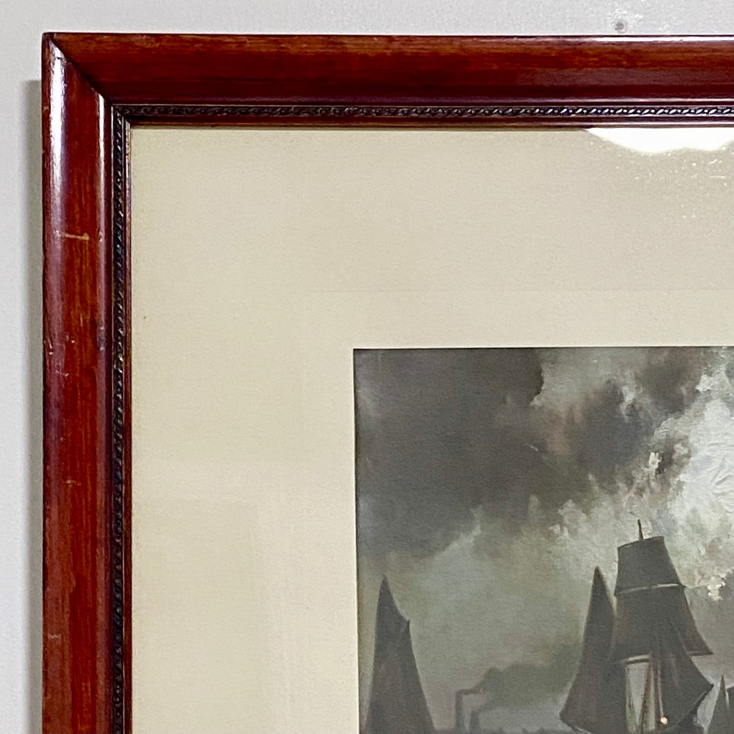 Antique 19th Century Night On The River Ships Plate Signed By F Arnold Framed