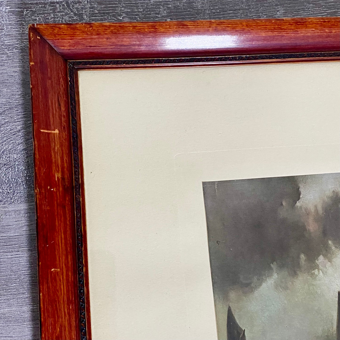 Antique 19th Century Night On The River Ships Plate Signed By F Arnold Framed